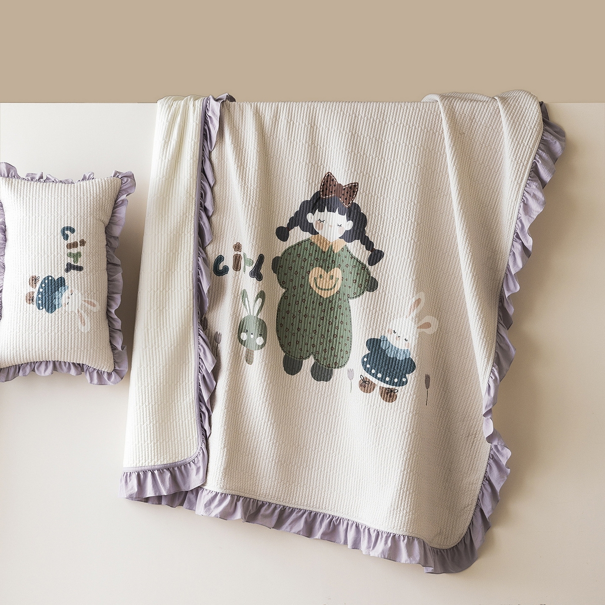 立奥被业 2026新品古法水洗棉夏被仿棉大版床盖防棉大版夏被 快乐童年紫