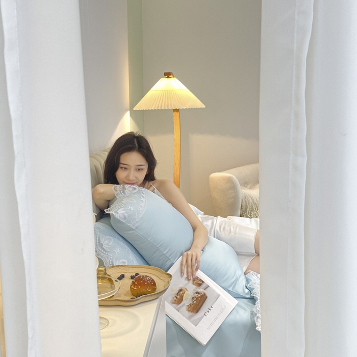 91家纺网 家纺一手货源 找家纺 益多眠 2026新款水洗天丝蕾丝花边夏被夏凉被空调被-公主 公主-天空蓝