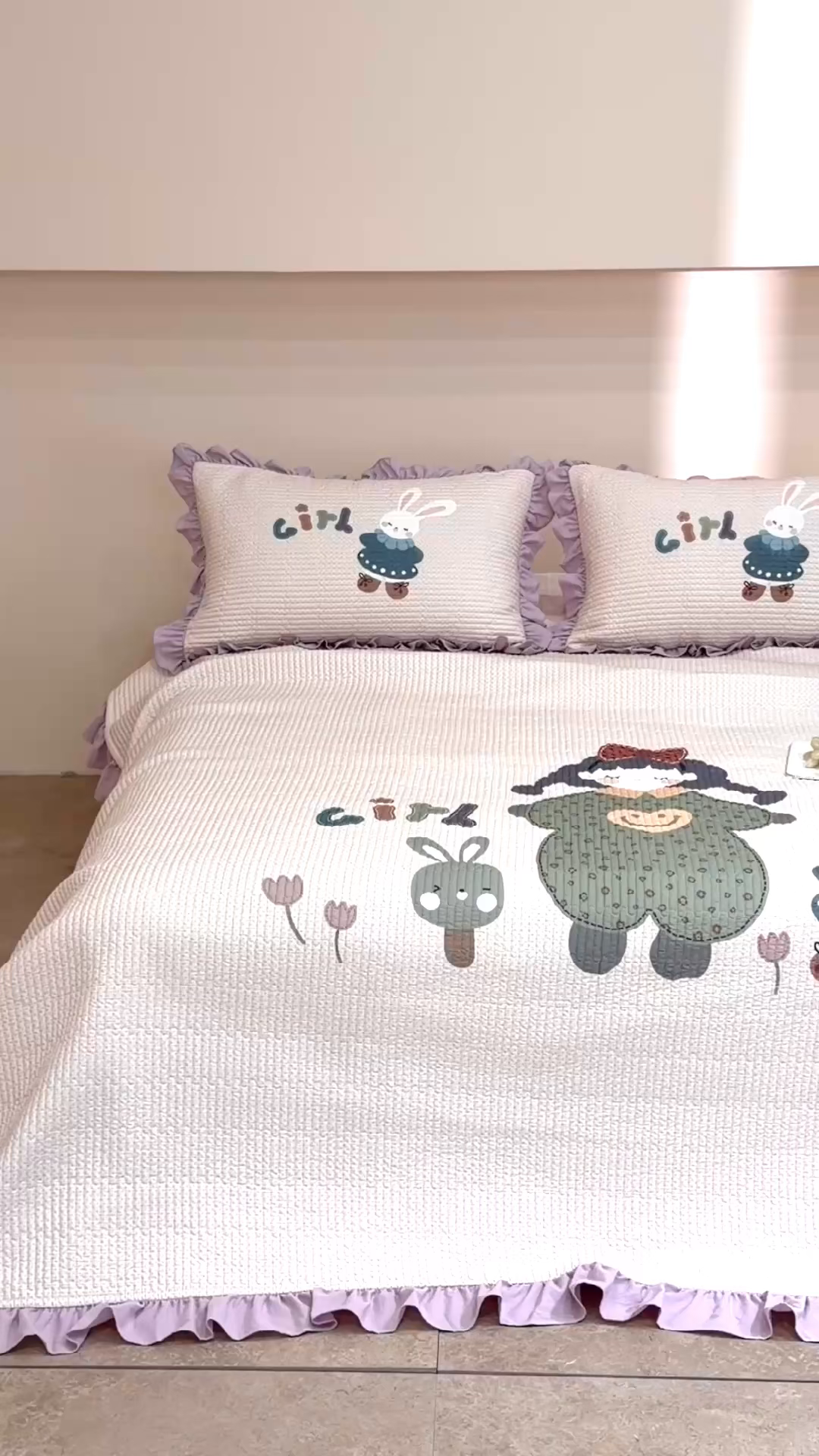 91家纺网 家纺一手货源 找家纺 立奥被业 2026新品古法水洗棉夏被仿棉大版床盖防棉大版夏被 快乐童年紫