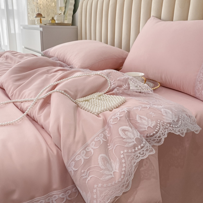 91家纺网 家纺一手货源 找家纺 益多眠 2026新款水洗天丝蕾丝花边夏被夏凉被空调被-公主 公主-樱花粉