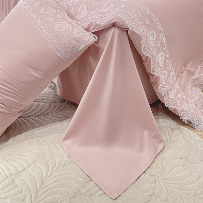 91家纺网 家纺一手货源 找家纺 益多眠 2026新款水洗天丝蕾丝花边夏被夏凉被空调被-公主 公主-樱花粉