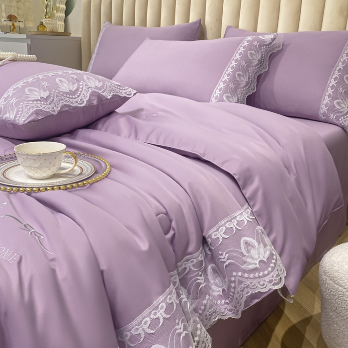 91家纺网 家纺一手货源 找家纺 益多眠 2026新款水洗天丝蕾丝花边夏被夏凉被空调被-公主 公主-优雅紫