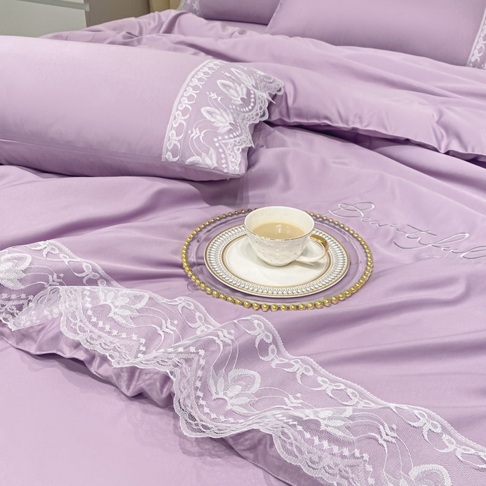 91家纺网 家纺一手货源 找家纺 益多眠 2026新款水洗天丝蕾丝花边夏被夏凉被空调被-公主 公主-优雅紫