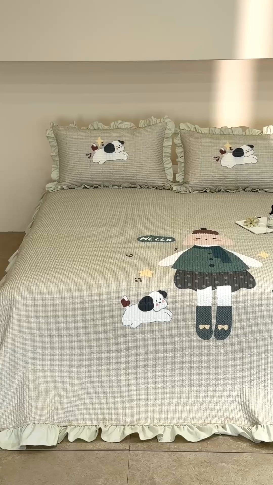 91家纺网 家纺一手货源 找家纺 立奥被业 2026新品古法水洗棉夏被仿棉大版床盖防棉大版夏被 童梦绿