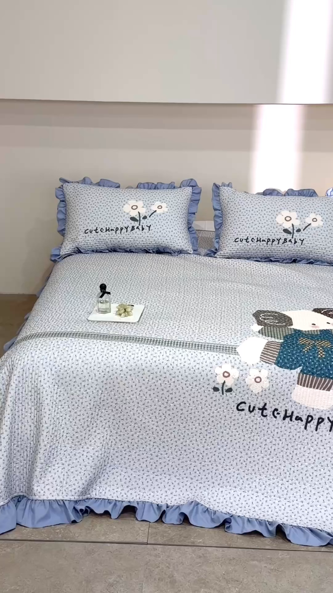 91家纺网 家纺一手货源 找家纺 立奥被业 2026新品古法水洗棉夏被仿棉大版床盖防棉大版夏被 小象蓝