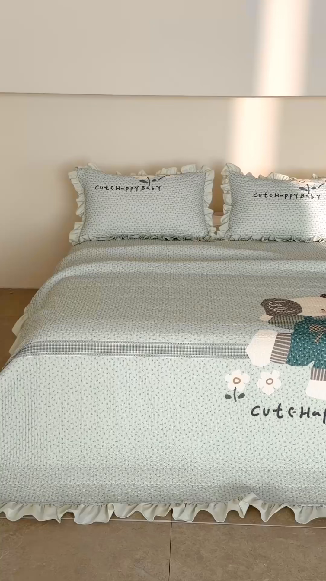 91家纺网 家纺一手货源 找家纺 立奥被业 2026新品古法水洗棉夏被仿棉大版床盖防棉大版夏被 小象绿