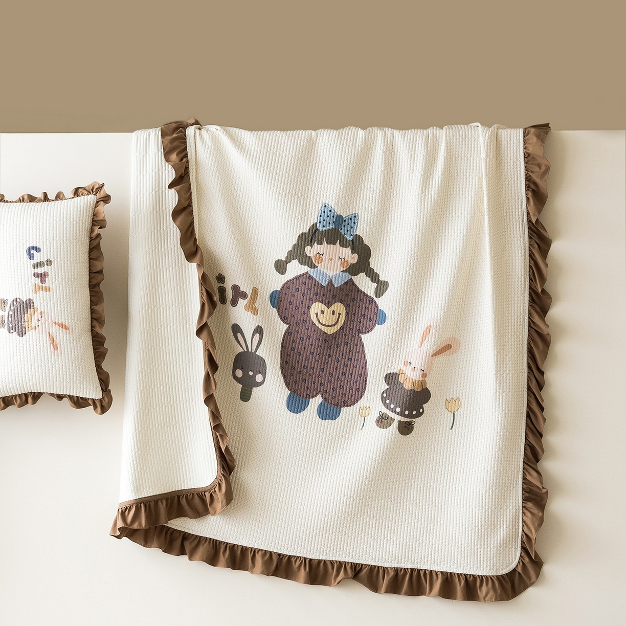 立奥被业 2026新品古法水洗棉夏被仿棉大版床盖防棉大版夏被 快乐童年咖