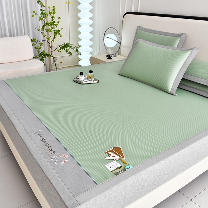 小牛席业 2026新款华夫格-鲜花清凉冰丝席系列 绿色