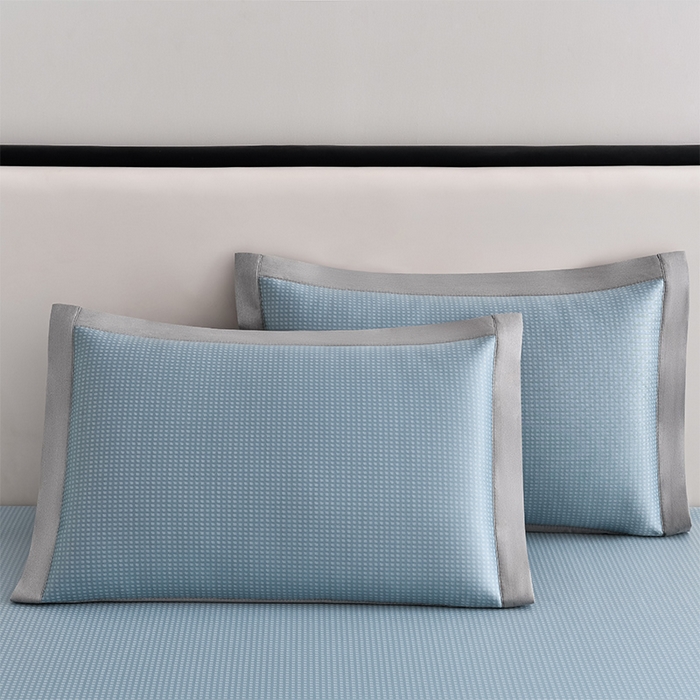 91家纺网 家纺一手货源 找家纺 小牛席业 2026新款华夫格-鲜花清凉冰丝席系列 蓝色