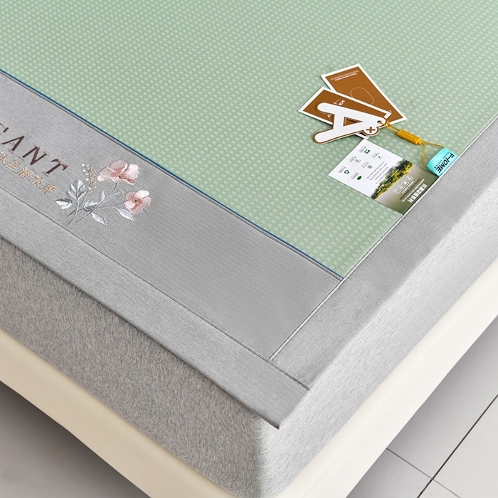 91家纺网 家纺一手货源 找家纺 小牛席业 2026新款华夫格-鲜花清凉冰丝席系列 绿色