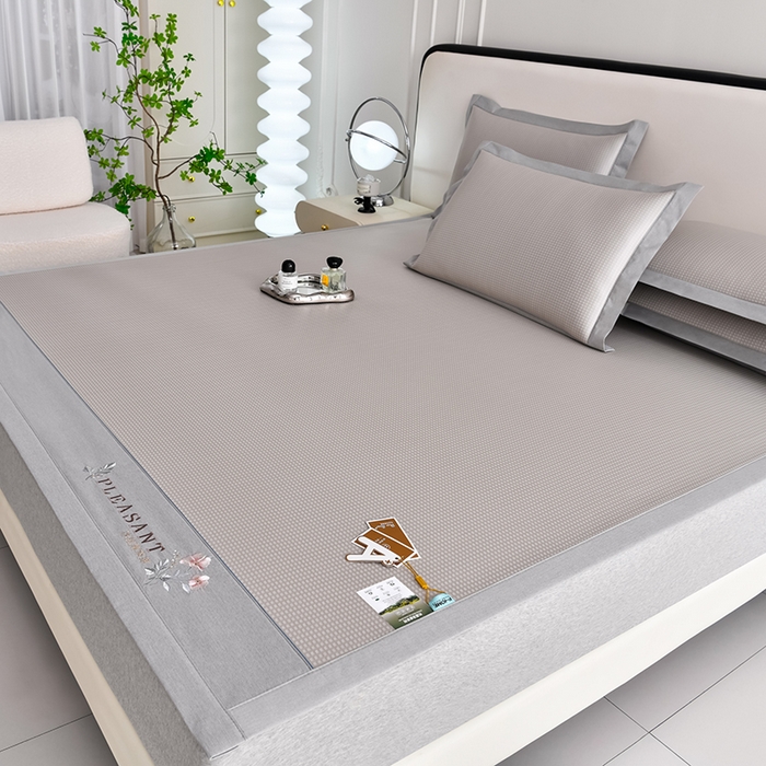 小牛席业 2026新款华夫格-鲜花清凉冰丝席系列 香槟