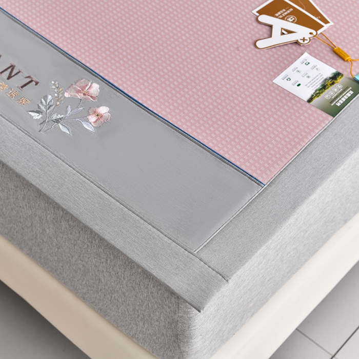 91家纺网 家纺一手货源 找家纺 小牛席业 2026新款华夫格-鲜花清凉冰丝席系列 粉色