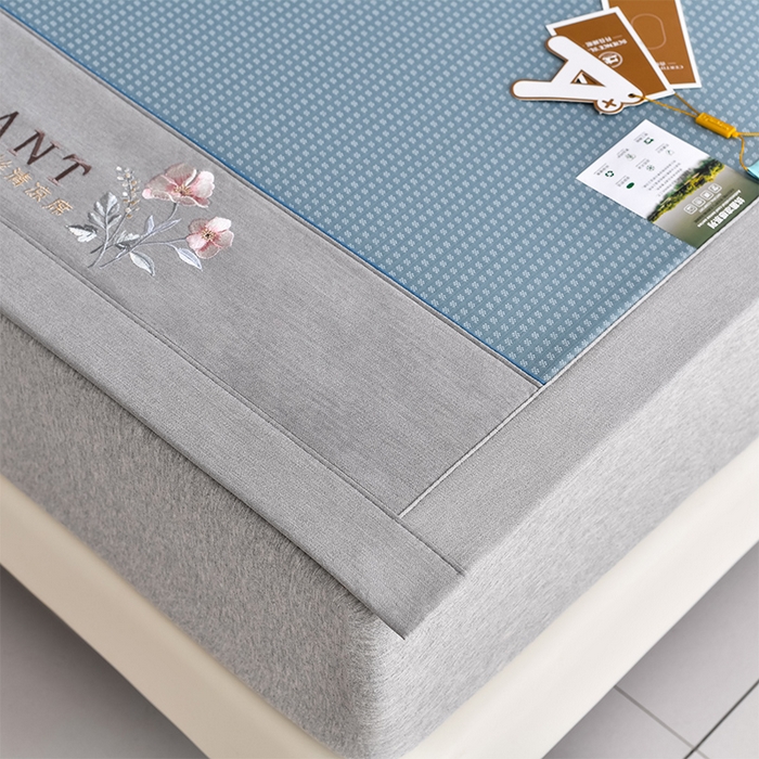 91家纺网 家纺一手货源 找家纺 小牛席业 2026新款华夫格-鲜花清凉冰丝席系列 蓝色