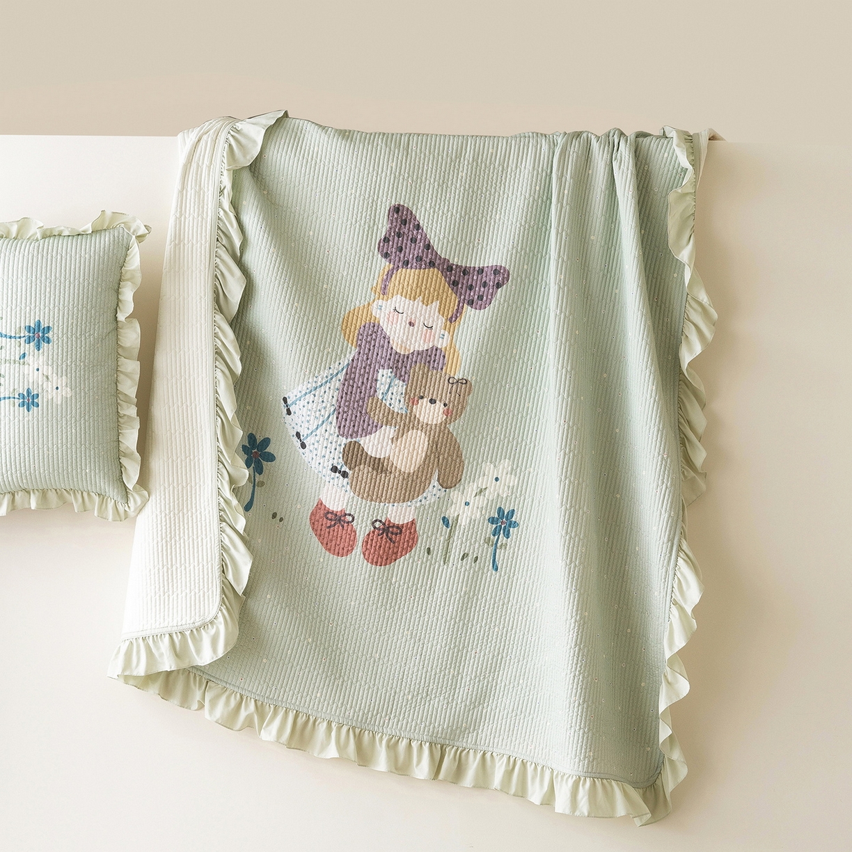 立奥被业 2026新品古法水洗棉夏被仿棉大版床盖防棉大版夏被 公主绿