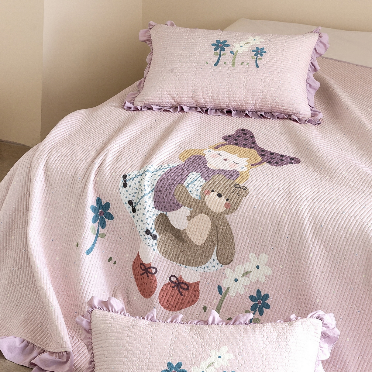 91家纺网 家纺一手货源 找家纺 立奥被业 2026新品古法水洗棉夏被仿棉大版床盖防棉大版夏被 公主紫