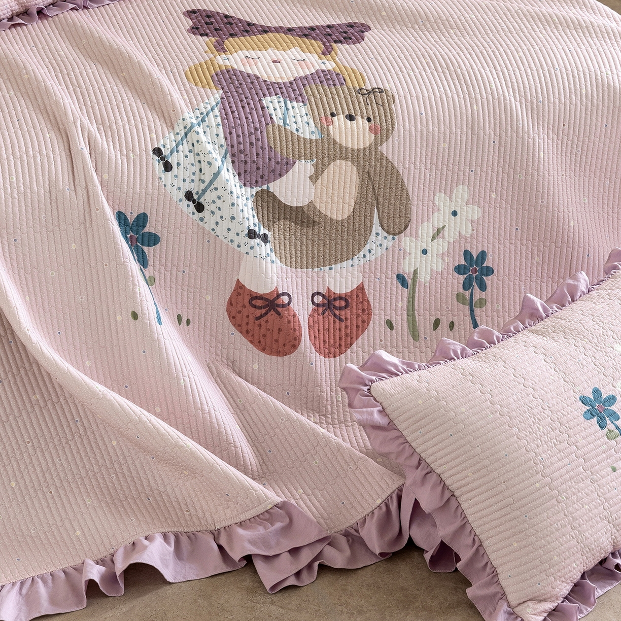 91家纺网 家纺一手货源 找家纺 立奥被业 2026新品古法水洗棉夏被仿棉大版床盖防棉大版夏被 公主紫