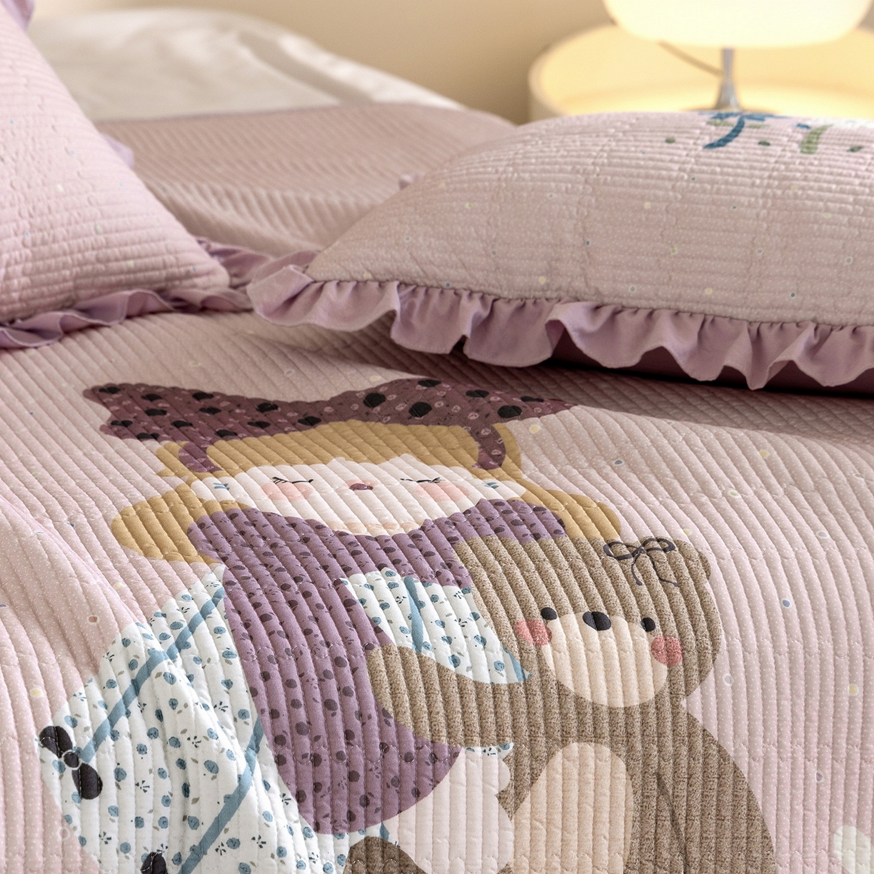 91家纺网 家纺一手货源 找家纺 立奥被业 2026新品古法水洗棉夏被仿棉大版床盖防棉大版夏被 公主紫