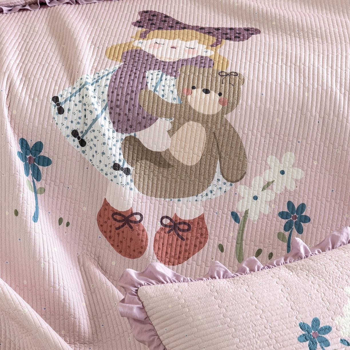 91家纺网 家纺一手货源 找家纺 立奥被业 2026新品古法水洗棉夏被仿棉大版床盖防棉大版夏被 公主紫