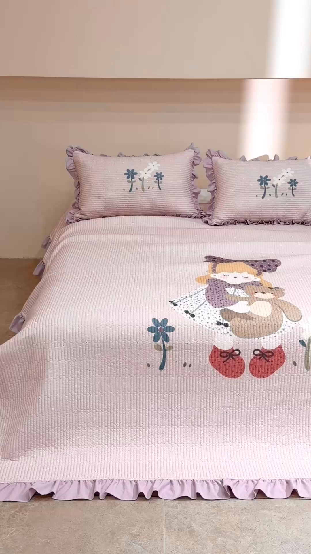 91家纺网 家纺一手货源 找家纺 立奥被业 2026新品古法水洗棉夏被仿棉大版床盖防棉大版夏被 公主紫