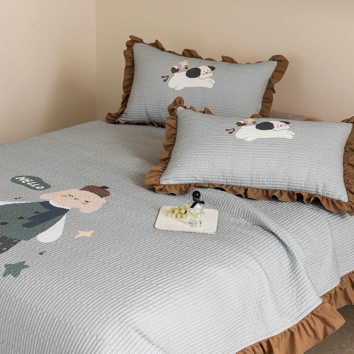 91家纺网 家纺一手货源 找家纺 立奥被业 2026新品古法水洗棉夏被仿棉大版床盖防棉大版夏被 童梦咖