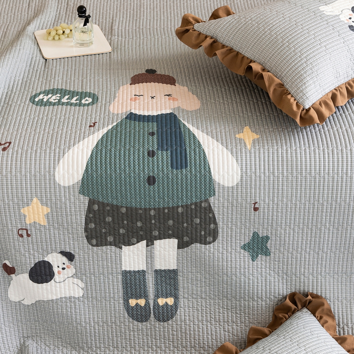 91家纺网 家纺一手货源 找家纺 立奥被业 2026新品古法水洗棉夏被仿棉大版床盖防棉大版夏被 童梦咖