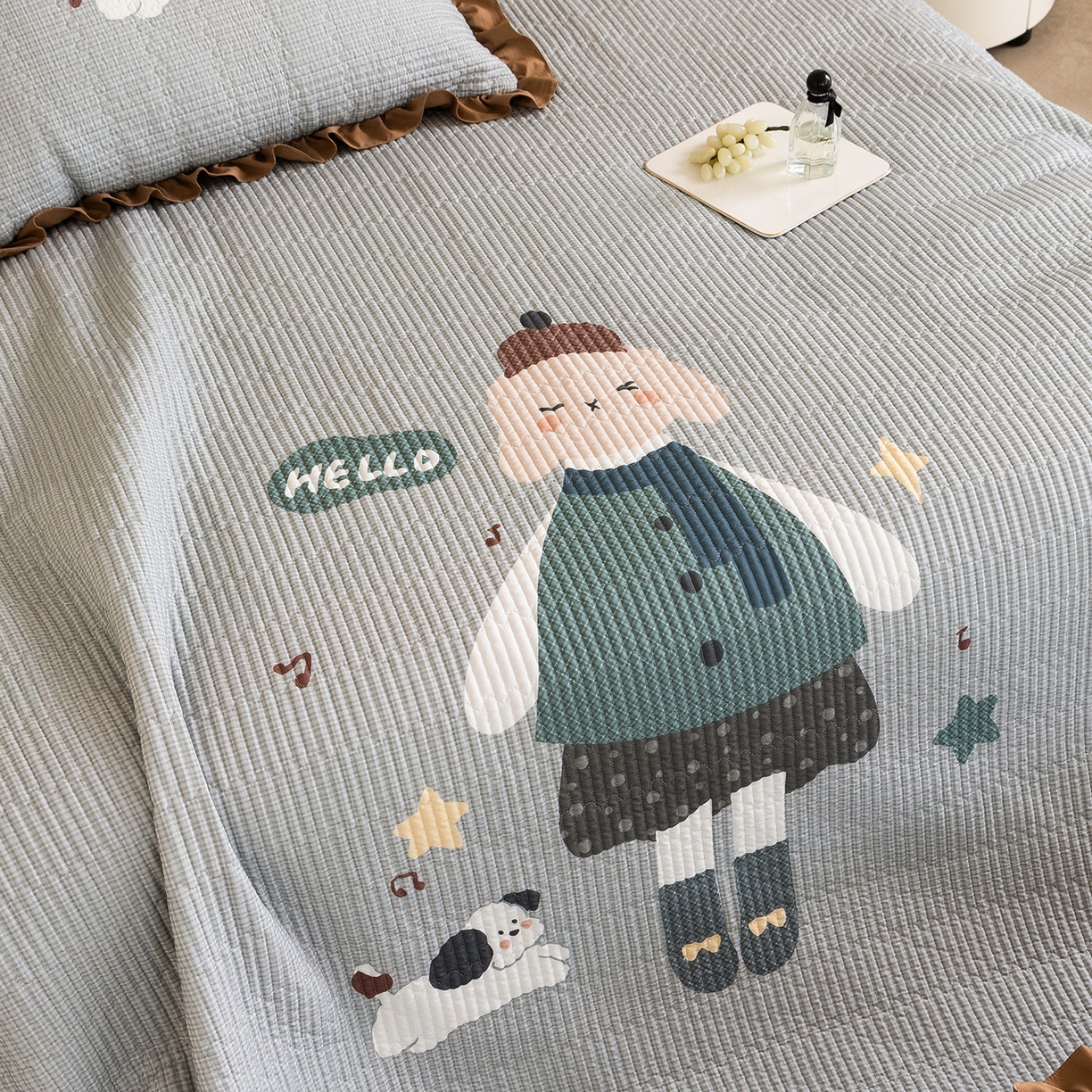 91家纺网 家纺一手货源 找家纺 立奥被业 2026新品古法水洗棉夏被仿棉大版床盖防棉大版夏被 童梦咖