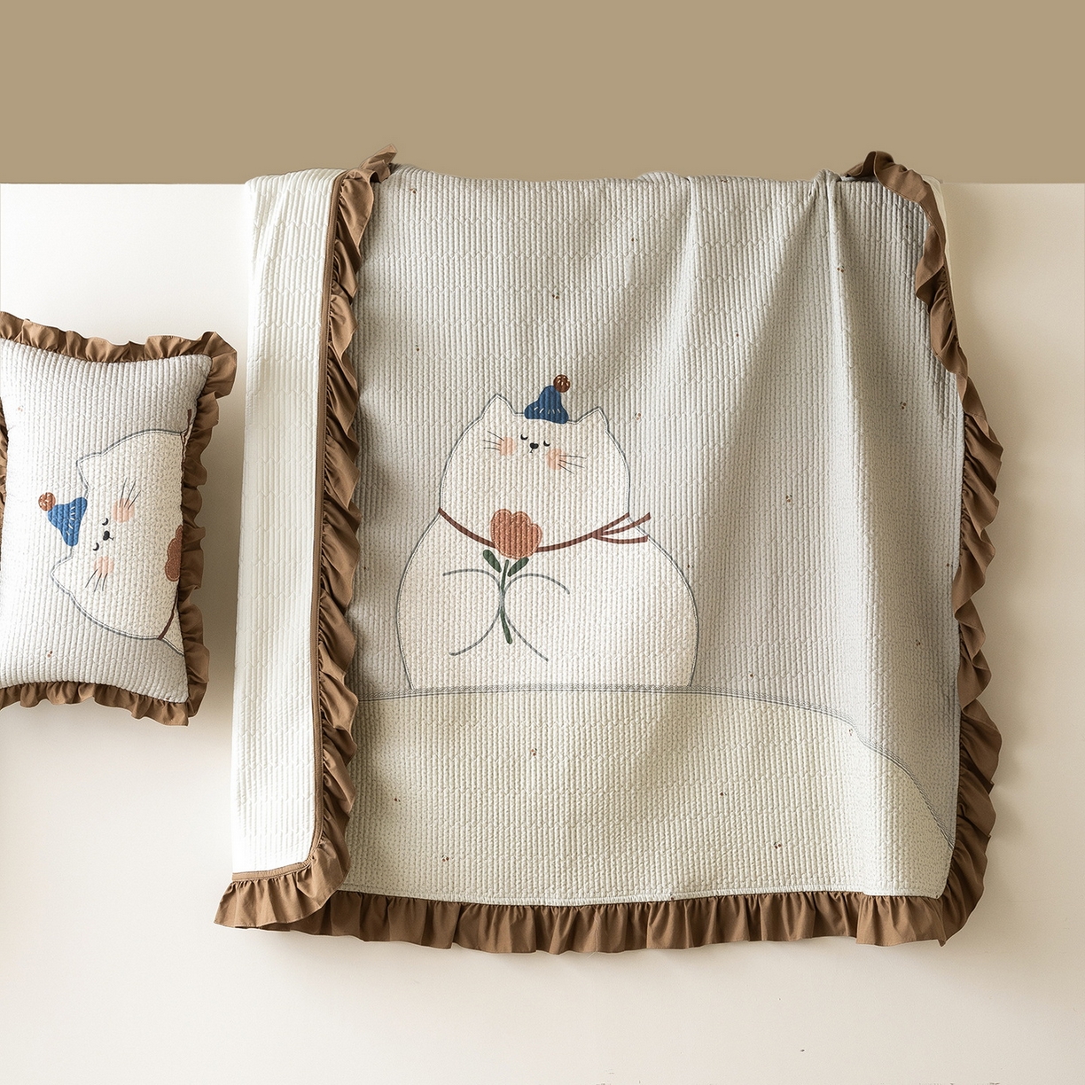 立奥被业 2026新品古法水洗棉夏被仿棉大版床盖防棉大版夏被 喵星咖