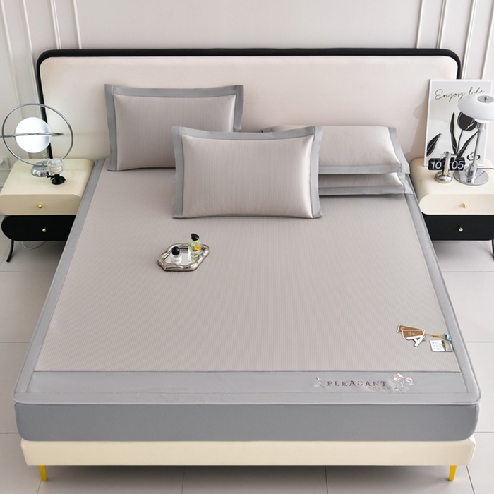 91家纺网 家纺一手货源 找家纺 小牛席业 2026新款四件套华夫格-鲜花凉感冰丝席系列（床笠款） 香槟