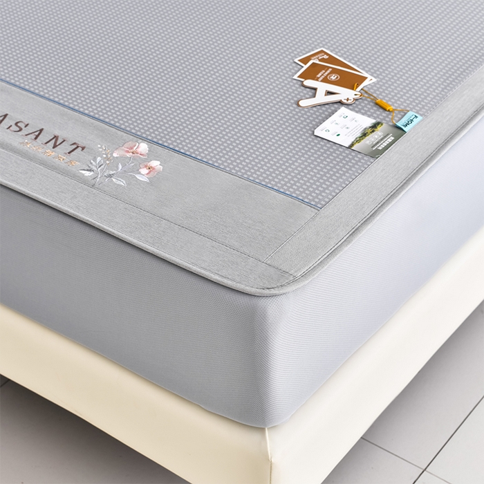 91家纺网 家纺一手货源 找家纺 小牛席业 2026新款四件套华夫格-鲜花凉感冰丝席系列（床笠款） 灰色