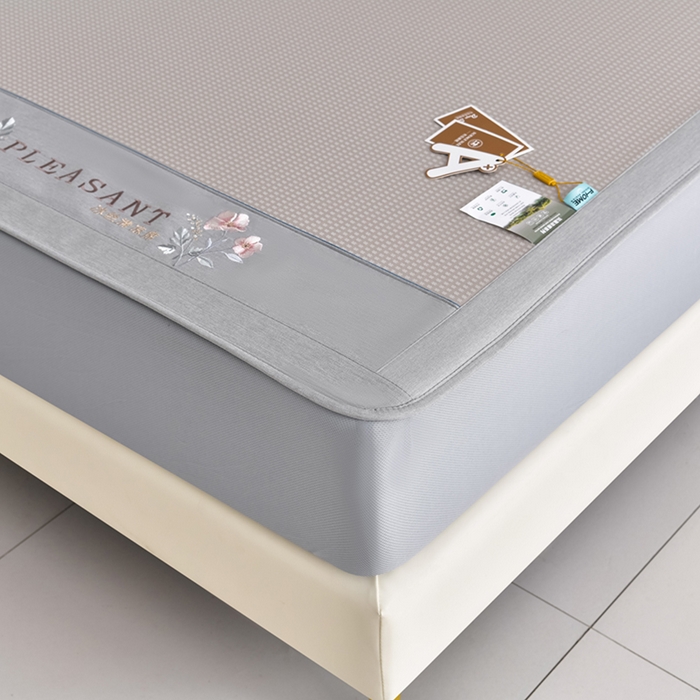 91家纺网 家纺一手货源 找家纺 小牛席业 2026新款四件套华夫格-鲜花凉感冰丝席系列（床笠款） 香槟