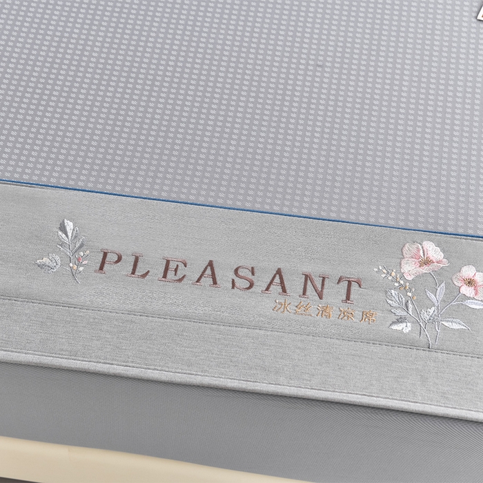 91家纺网 家纺一手货源 找家纺 小牛席业 2026新款四件套华夫格-鲜花凉感冰丝席系列（床笠款） 灰色