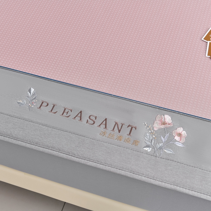 91家纺网 家纺一手货源 找家纺 小牛席业 2026新款四件套华夫格-鲜花凉感冰丝席系列（床笠款） 粉色