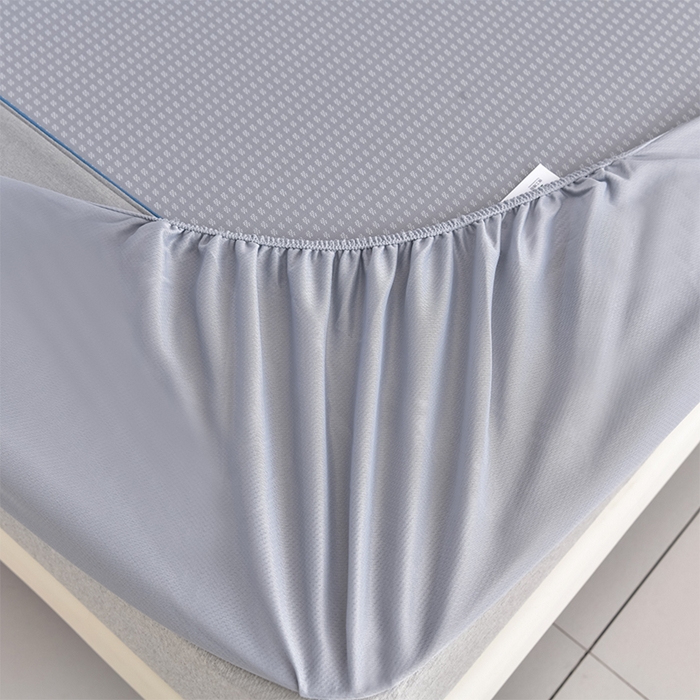 91家纺网 家纺一手货源 找家纺 小牛席业 2026新款四件套华夫格-鲜花凉感冰丝席系列（床笠款） 灰色