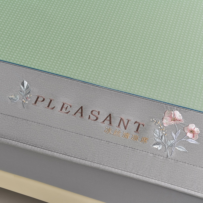 91家纺网 家纺一手货源 找家纺 小牛席业 2026新款四件套华夫格-鲜花凉感冰丝席系列（床笠款） 绿色