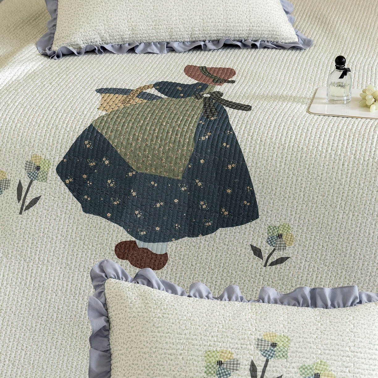 91家纺网 家纺一手货源 找家纺 立奥被业 2026新品古法水洗棉夏被仿棉大版床盖防棉大版夏被 少女蓝