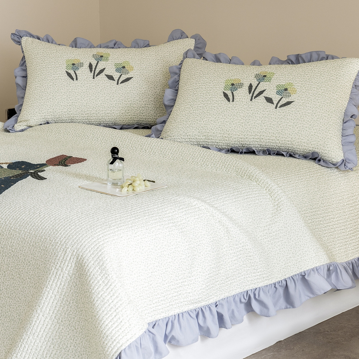 91家纺网 家纺一手货源 找家纺 立奥被业 2026新品古法水洗棉夏被仿棉大版床盖防棉大版夏被 少女蓝