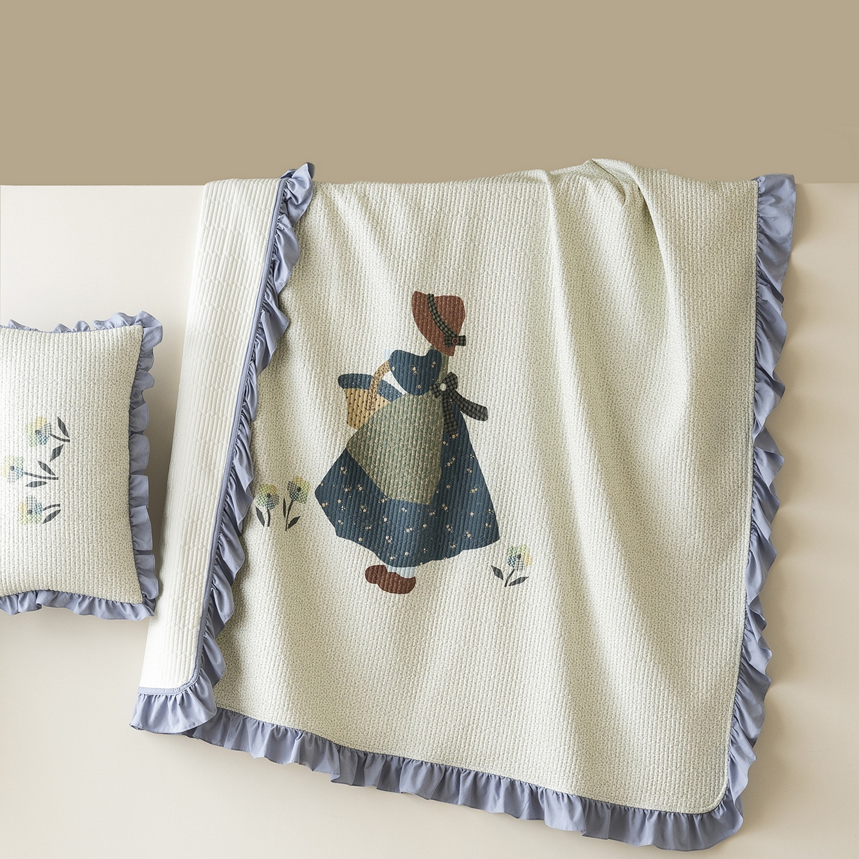 立奥被业 2026新品古法水洗棉夏被仿棉大版床盖防棉大版夏被 少女蓝