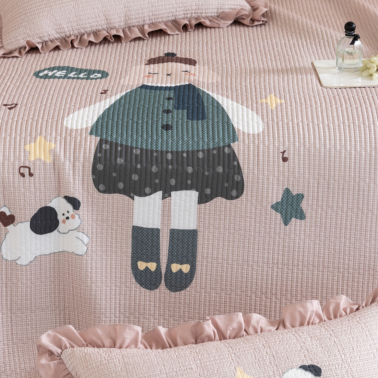 91家纺网 家纺一手货源 找家纺 立奥被业 2026新品古法水洗棉夏被仿棉大版床盖防棉大版夏被 童梦粉