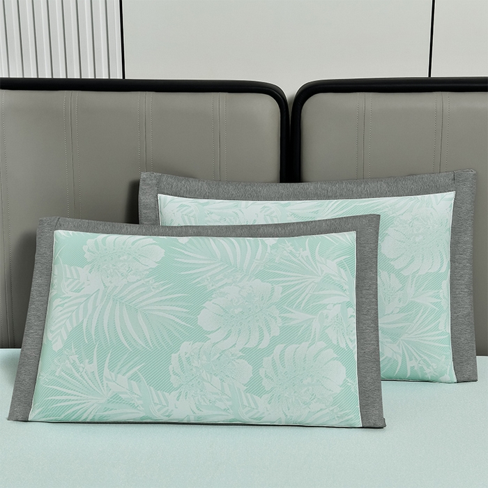 91家纺网 家纺一手货源 找家纺 小牛席业 2026新款PE半定位大提花凉感冰丝系列 浅绿