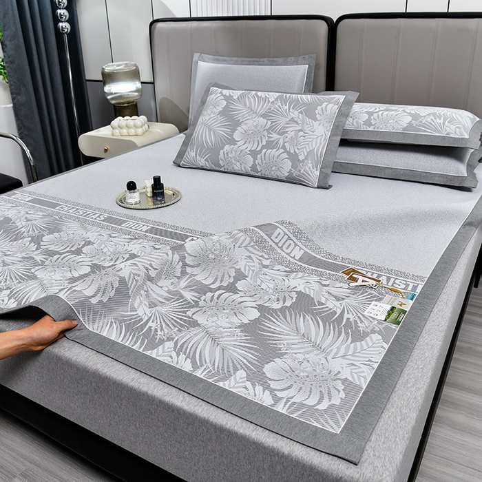 91家纺网 家纺一手货源 找家纺 小牛席业 2026新款PE半定位大提花凉感冰丝系列 灰色