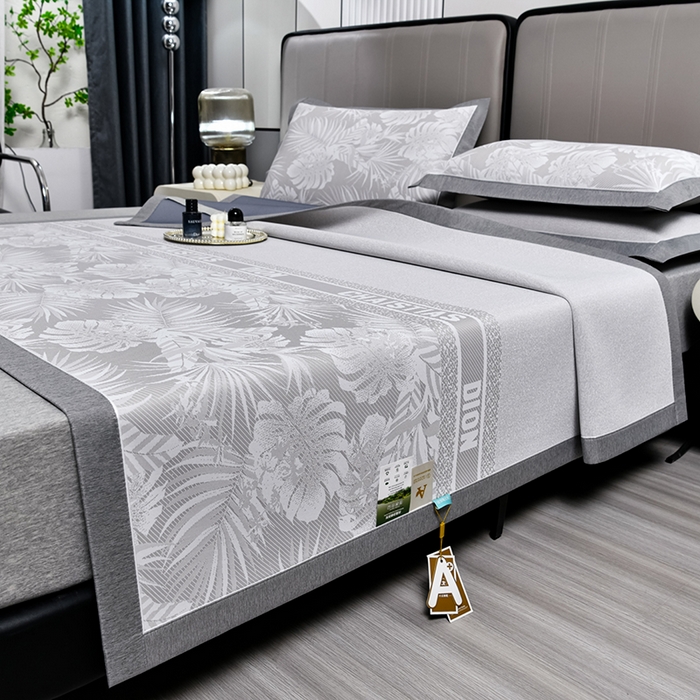 91家纺网 家纺一手货源 找家纺 小牛席业 2026新款PE半定位大提花凉感冰丝系列 香槟