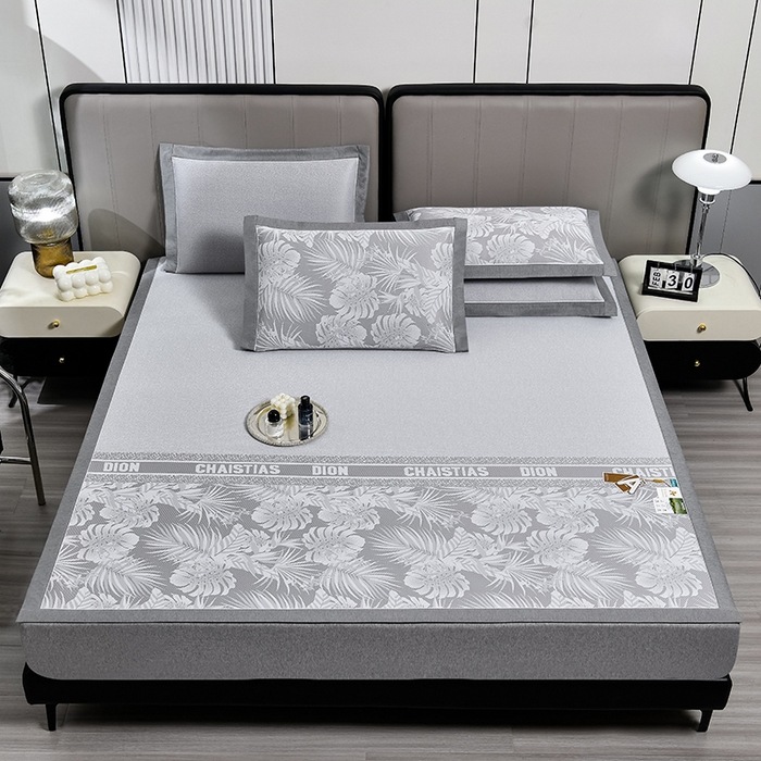 91家纺网 家纺一手货源 找家纺 小牛席业 2026新款PE半定位大提花凉感冰丝系列 灰色