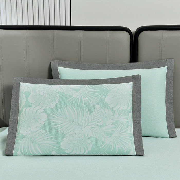 91家纺网 家纺一手货源 找家纺 小牛席业 2026新款PE半定位大提花凉感冰丝系列 浅绿