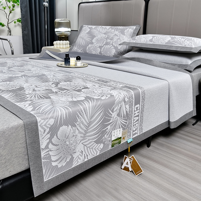 91家纺网 家纺一手货源 找家纺 小牛席业 2026新款PE半定位大提花凉感冰丝系列 灰色