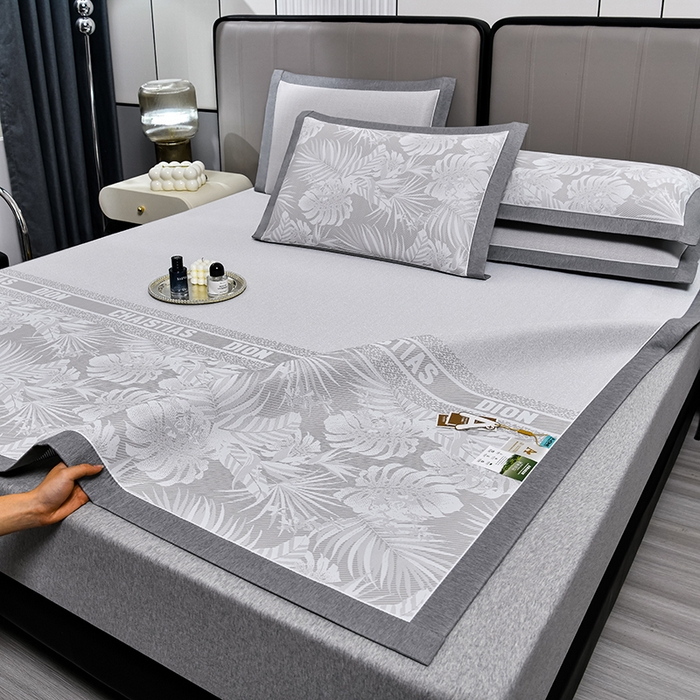 91家纺网 家纺一手货源 找家纺 小牛席业 2026新款PE半定位大提花凉感冰丝系列 香槟