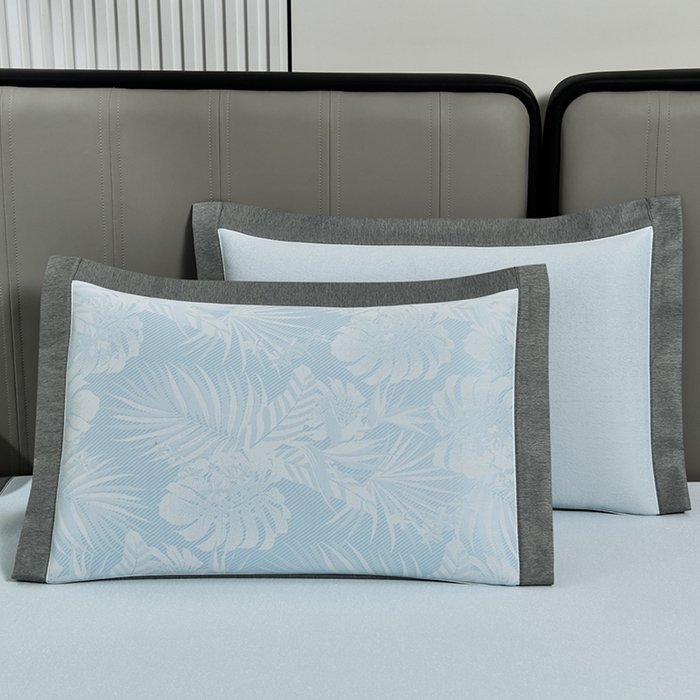 91家纺网 家纺一手货源 找家纺 小牛席业 2026新款PE半定位大提花凉感冰丝系列 蓝色