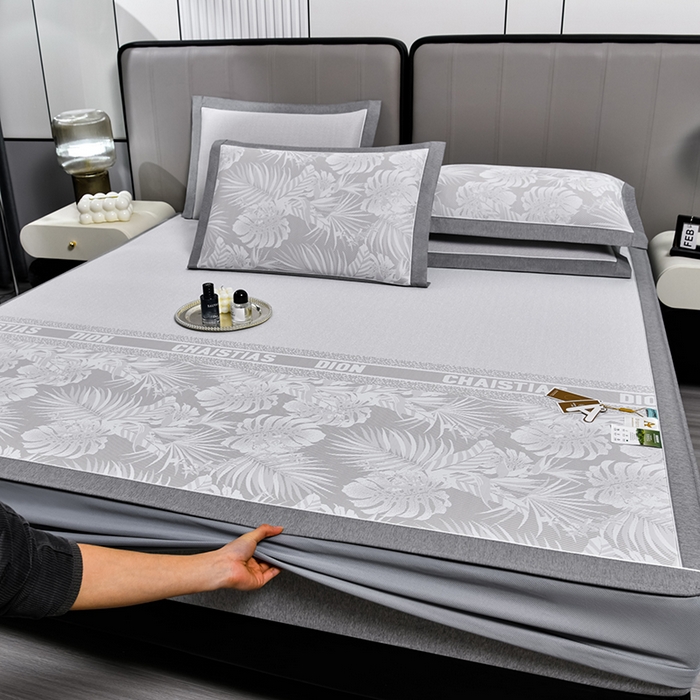 91家纺网 家纺一手货源 找家纺 小牛席业 2026新款PE半定位大提花凉感冰丝系列（床笠款） 香槟