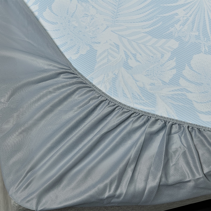 91家纺网 家纺一手货源 找家纺 小牛席业 2026新款PE半定位大提花凉感冰丝系列（床笠款） 浅蓝