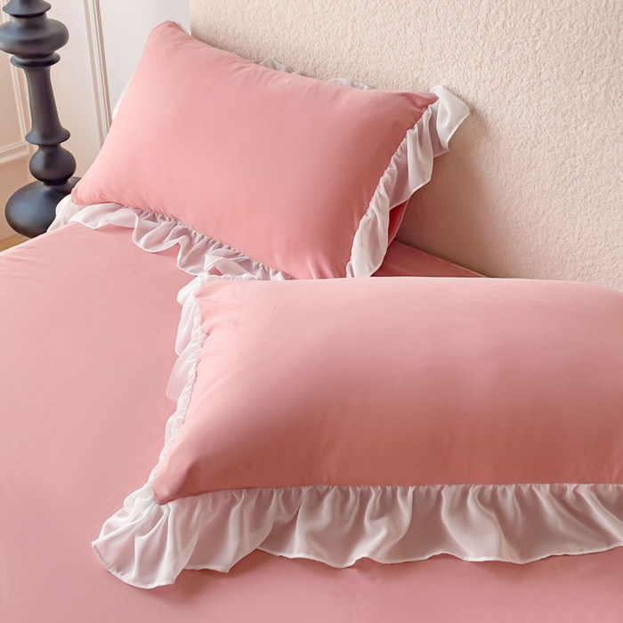 91家纺网 家纺一手货源 找家纺 睡美人 2026新款锦棉蕾丝款系列韩版公主风床裙四件套-花舞 花舞-锦豆沙