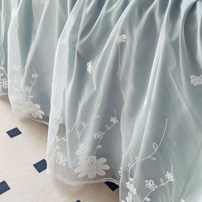 91家纺网 家纺一手货源 找家纺 睡美人 2026新款锦棉蕾丝款系列韩版公主风床裙四件套-花舞 花舞-青春兰